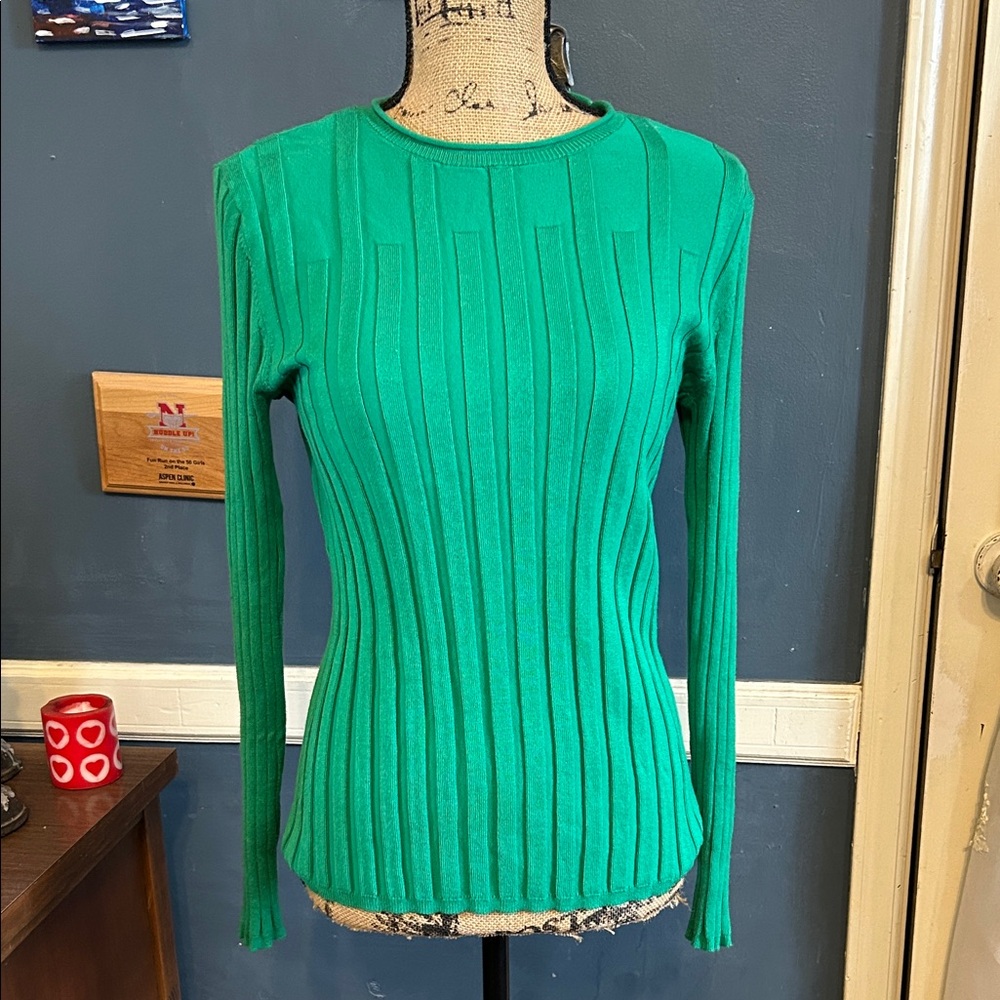 Emerald Ribbed Crewneck Sweater - Green